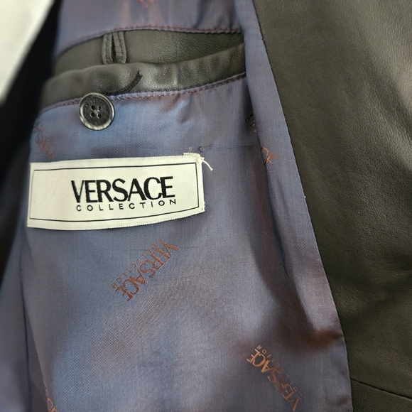 Mens Versace black leather blazer - Picture 7 of 7